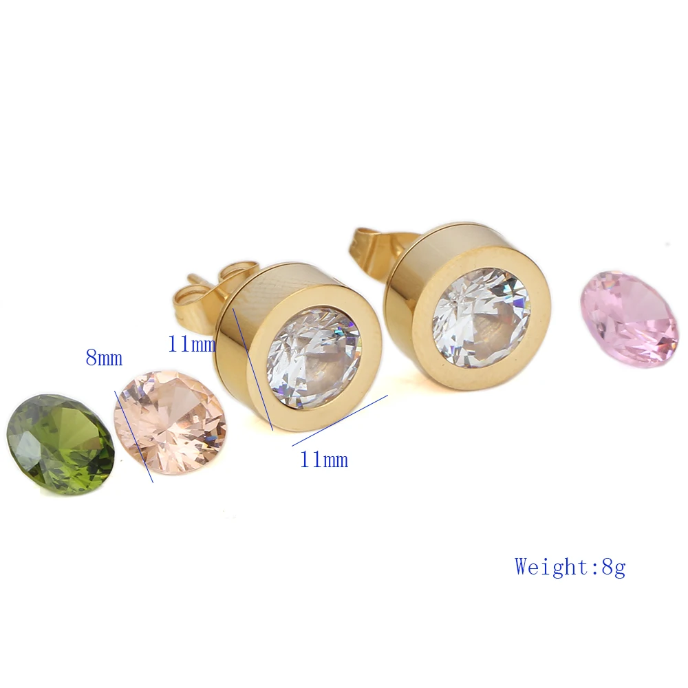 Серьги и кольцо из нержавеющей стали 316L со сменными фианитами|Ювелирные наборы| |