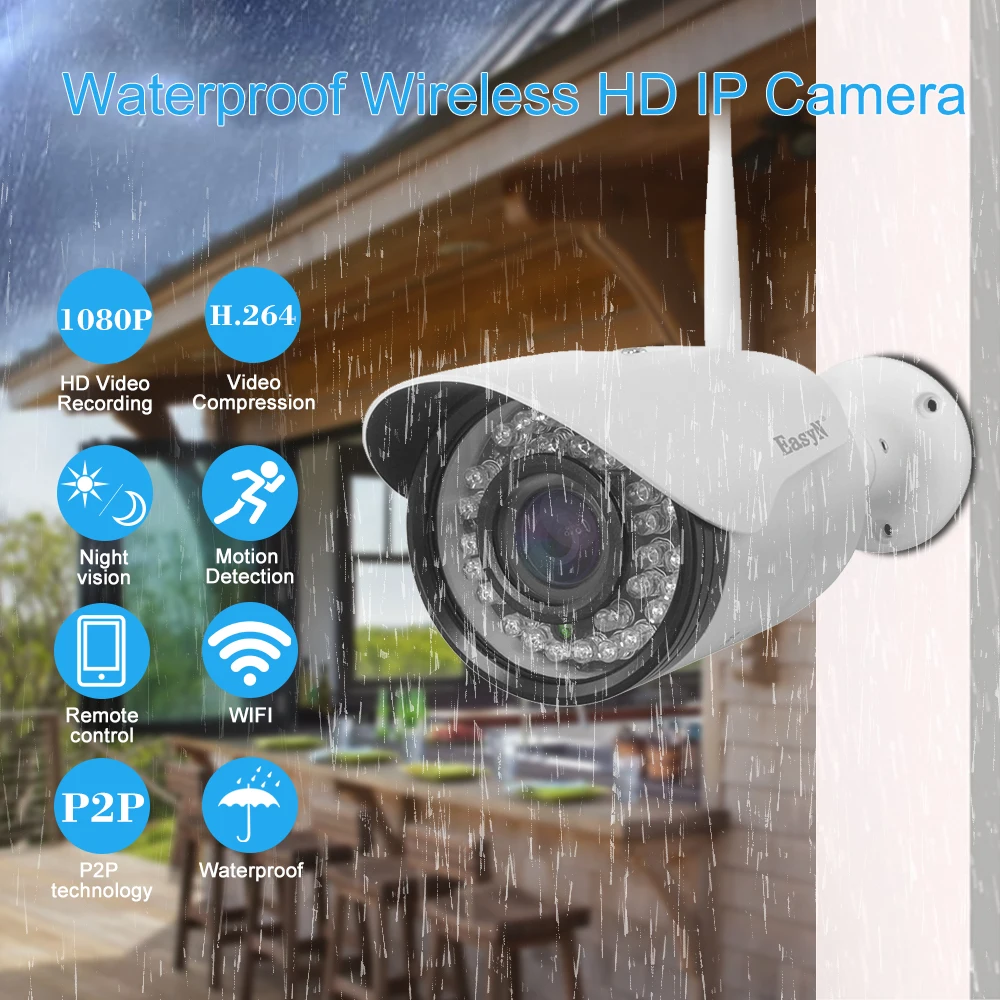 EasyN HD 1080P 2 мегапикселя беспроводная Wifi камера видеонаблюдения камера безопасности непогодная камера ночного видения цилиндрическая камера Onvif
