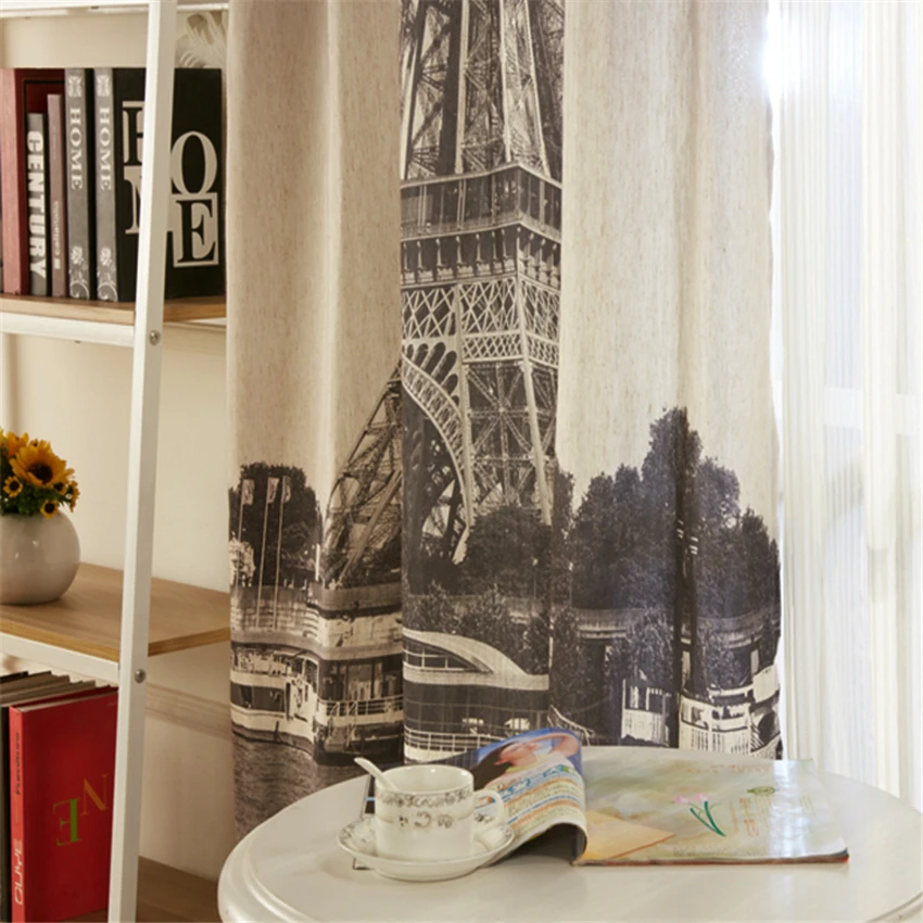 Затемняющая занавеска из льна и хлопка занавески в европейском стиле