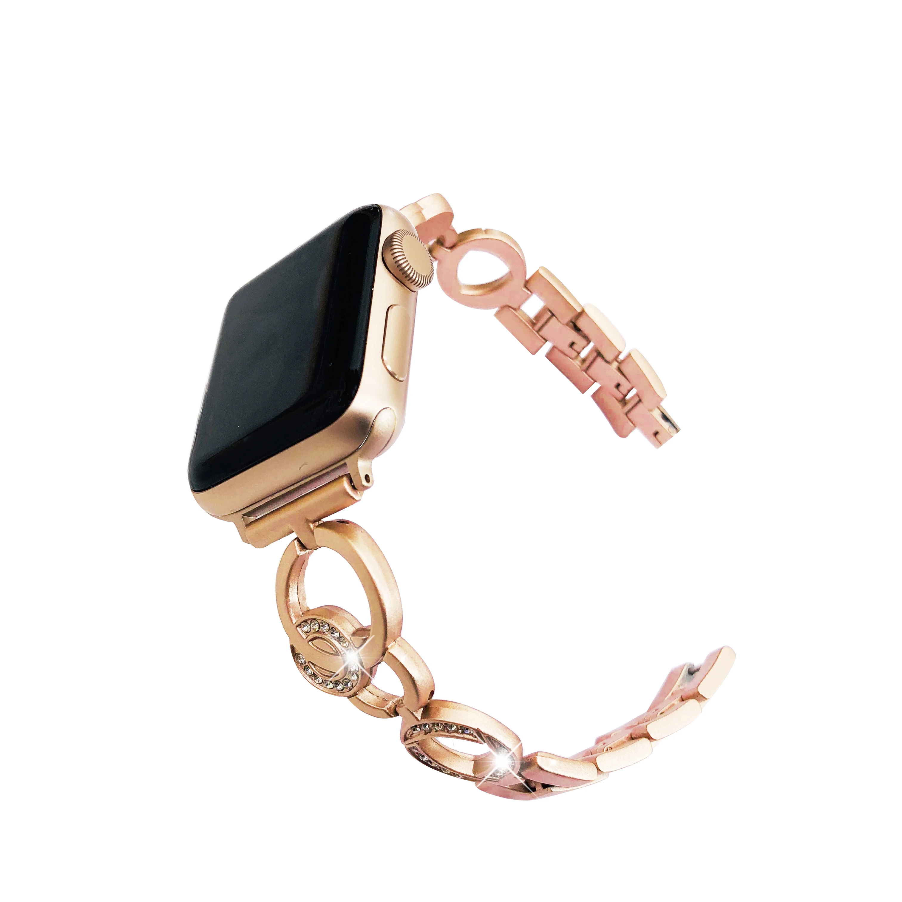 rose-gold Браслет JANSIN с бриллиантами из нержавеющей стали для Apple watch 40 мм 44 мм 38 мм 42 мм iWatch Series 5 4 3 2 1 женский браслет - Цвет ремешка: rose-gold
