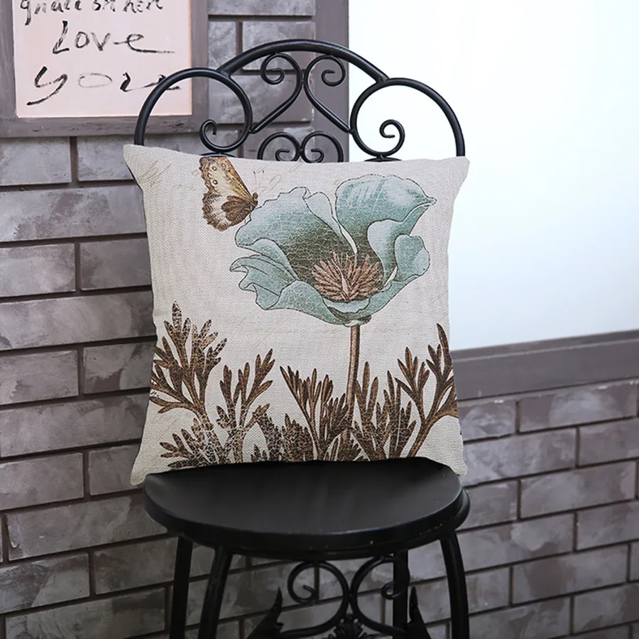 Элегантный цветок Подушка Наволочка винтажная картина 4 шт комбинация украшение