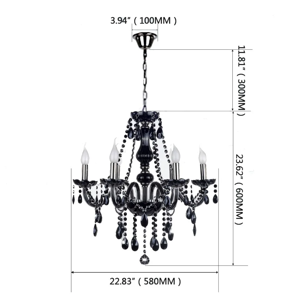 Хрустальная люстра французская дизайнерская лампа с черным кристаллом K9