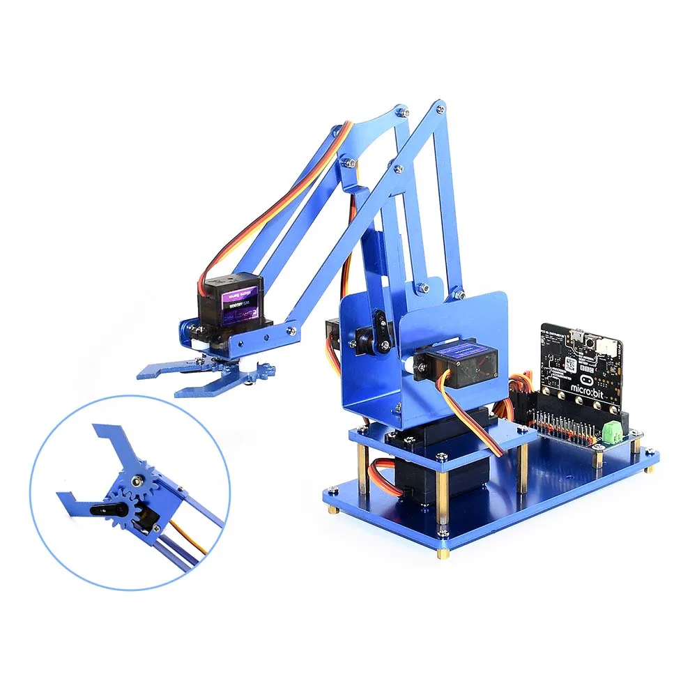 Waveshare 4-DOF Metal Robot Arm Kit for Micro:bit Bluetooth Remote Control Includes Servo Driver | Компьютеры и офис