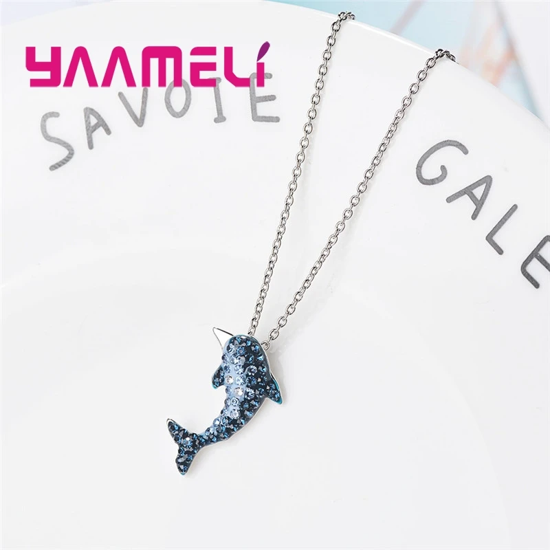 Кулон Kuxulry в форме дельфина для женщин ожерелье из стерлингового серебра 925 пробы