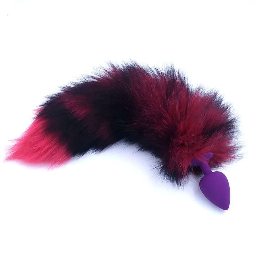 Анальная пробка с натуральными лисьими хвостами силиконовая интимные игрушки