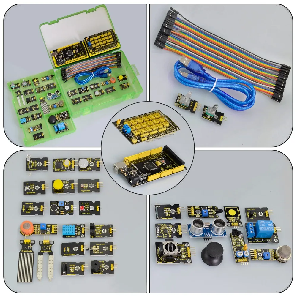 Keyestudio Сенсор Starter Kit(Mega2560+ щит V1) для Arduino проект W/Подарочная коробка+ Сенсор s(30 шт.)+ PDF(онлайн