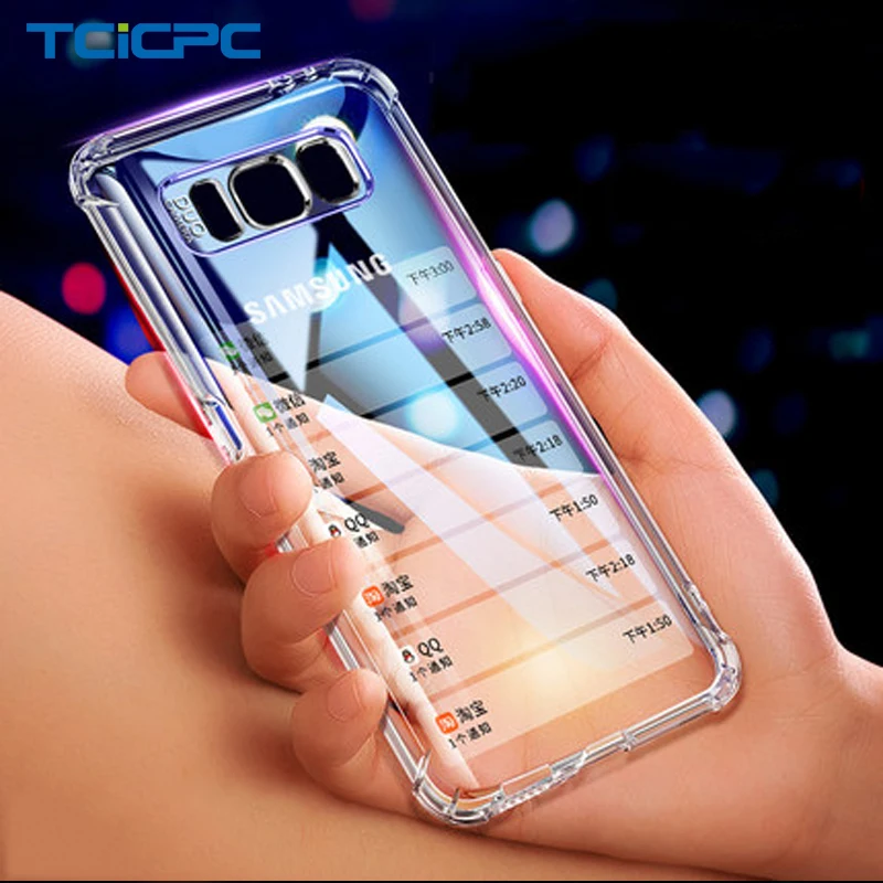 Чехол для телефона s samsung S8 S9 Plus чехол роскошный тонкий прозрачный ТПУ мягкий