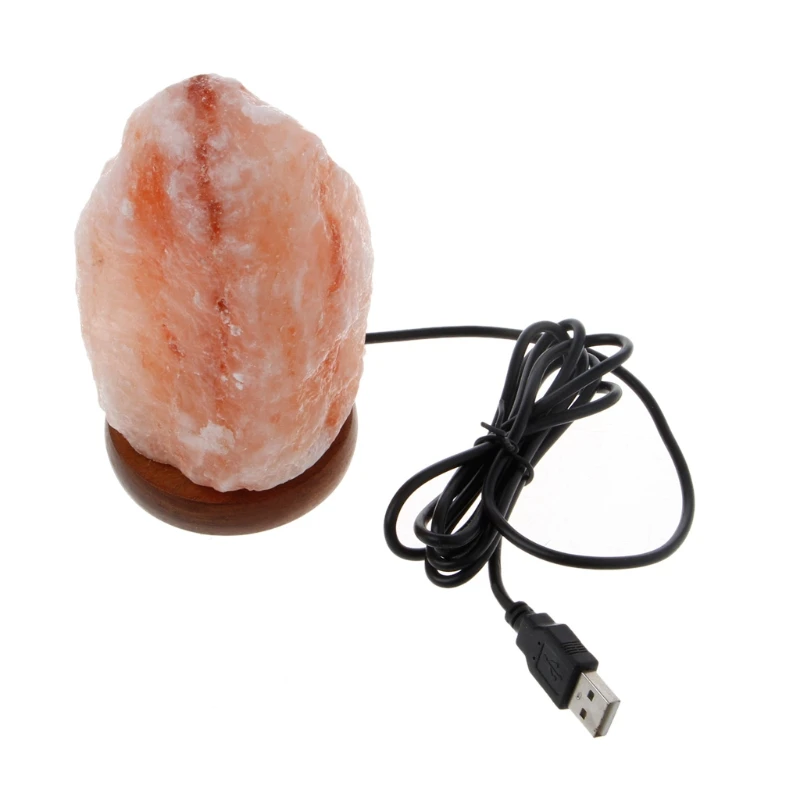 

2020 High Efficiency Hand Carved USB Wooden Base Himalayan Rock Salt Lamp Air Purifier Night Light Dropshipping