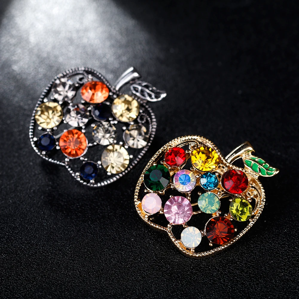 Danbihuabi New Design Colorful Full Rhinestone Apple Accessory Brooch For Women Wedding Party | Украшения и аксессуары