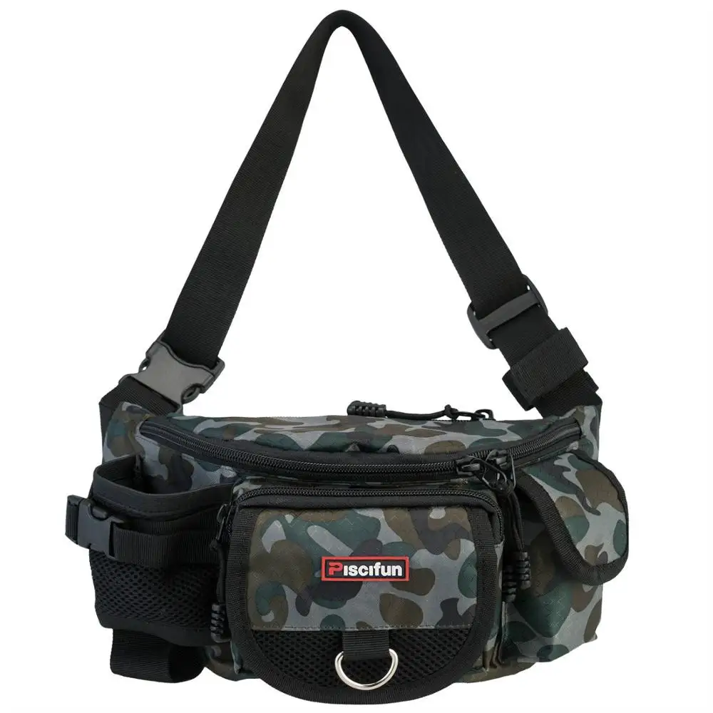 Camouflage Сумка для рыбалки Piscifun, многофункциональная, на открытом воздухе, поясная сумка, переносная, наживка, поясная сумка, сумка-мессенджер, посылка на шесте, сумка для рыболовных снастей - Цвет: Camouflage