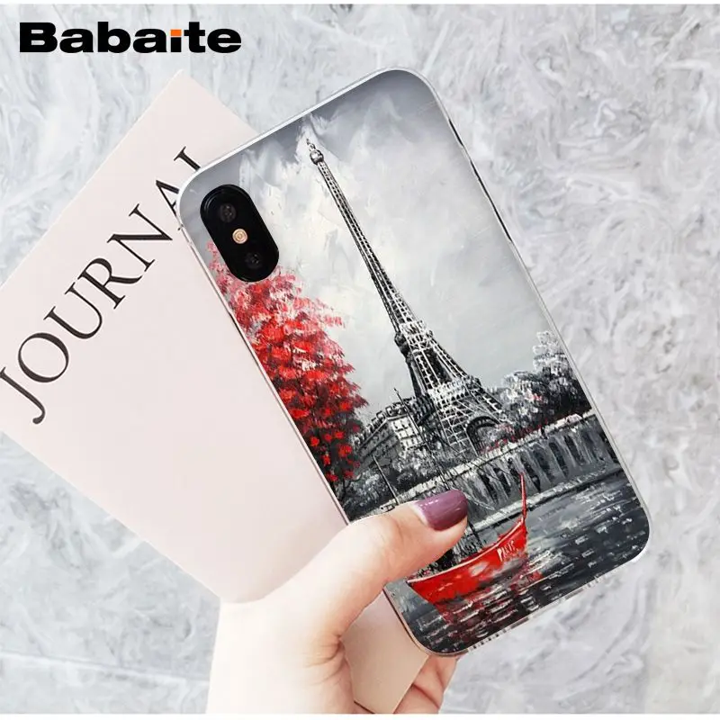 Чехол для телефона Babaite черный белый красный Эйфелева башня Парижа городской