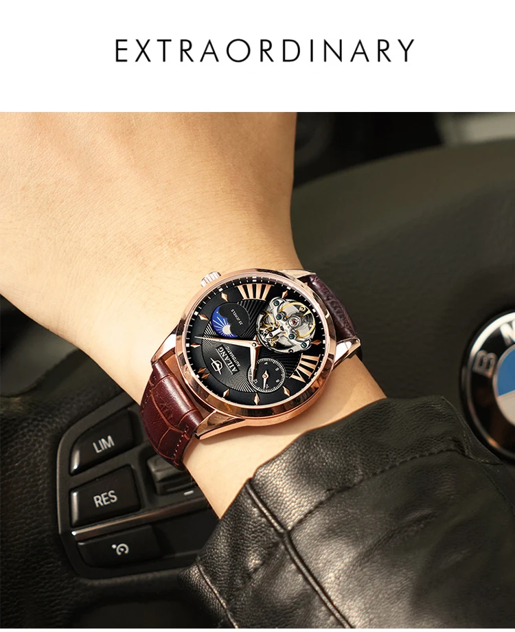 AILANG качественные мужские часы Tourbillon Мужские солнцезащитные/лунные фазный автоматический швейцарские дизельные часы Механ