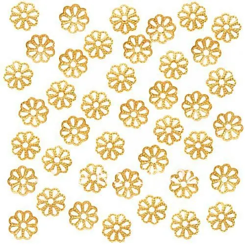 

set of 1000pcs Open Petal Flower Bead Caps, 6mm, silver or Gold Plated