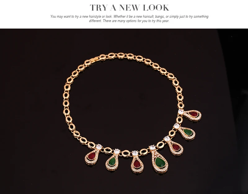 Свадьба Ювелирные Наборы Для Женщин Мода CZ Кристалл 18 К Позолоченный Кулон Колье