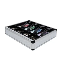 8 compartments big aluminum cash money coin storage drawer cash register b1165