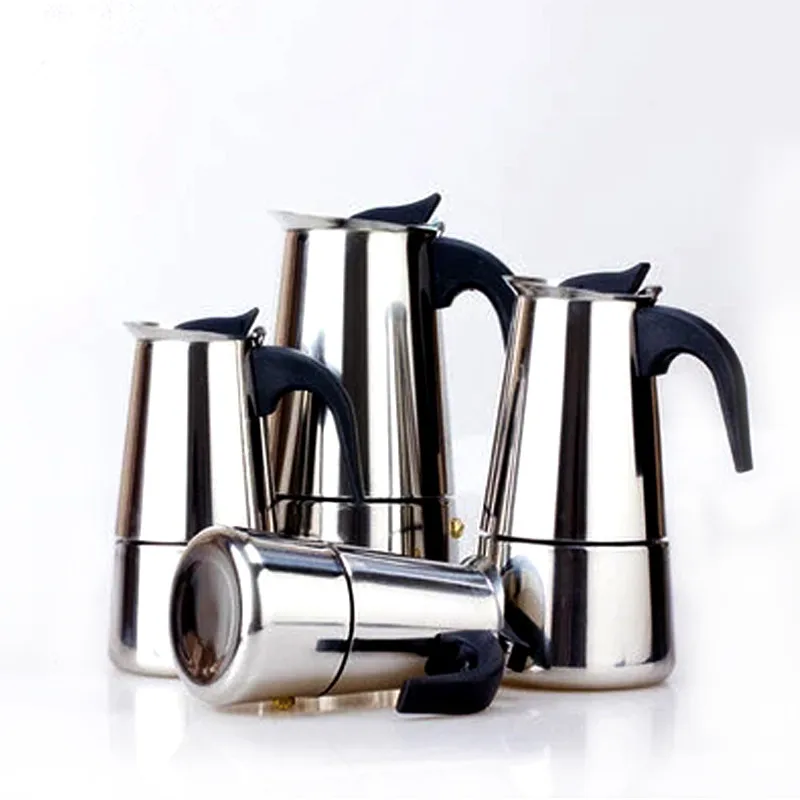 4 размера кофейные горшки из нержавеющей стали Moka Expresso кофейник Capuccino Mocha чайник