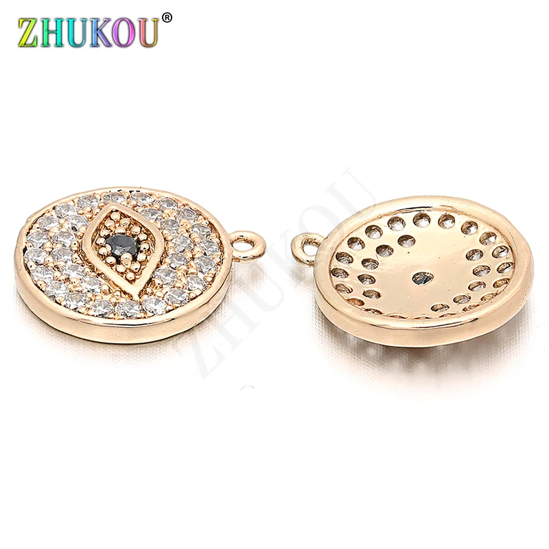 

12mm Handmade Brass Cubic Zirconia cute Eyes Charms Pendants DIY Jewelry Findings, Hole: 0.5mm, Model: VD39