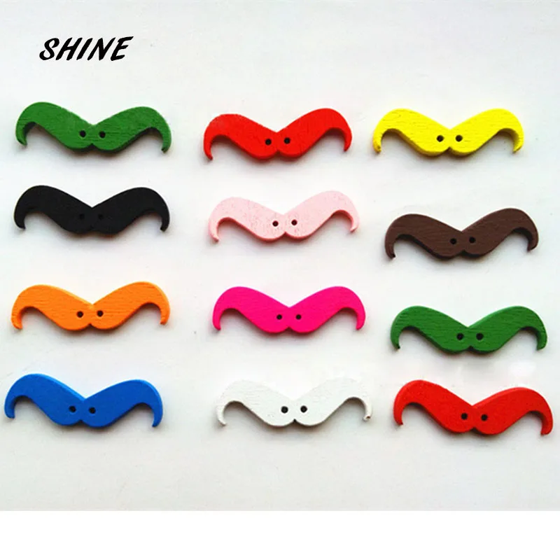 Блестящие деревянные Швейные Кнопки усы для скрапбукинга разные на два