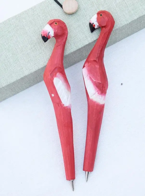 Шариковая ручка с розовым фламинго резная деревянная ручной работы в виде