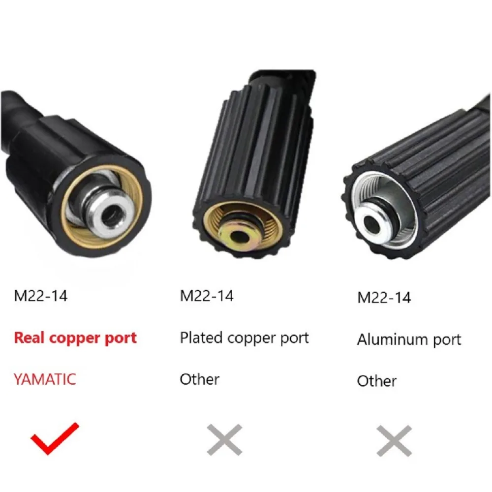 YAMATIC 3200 PSI 1/4"x 25 FT No-Kink High Pressure Washer Hose With M22-14mm Freebie Brass Fitting For Car Washer Water Cleaning
