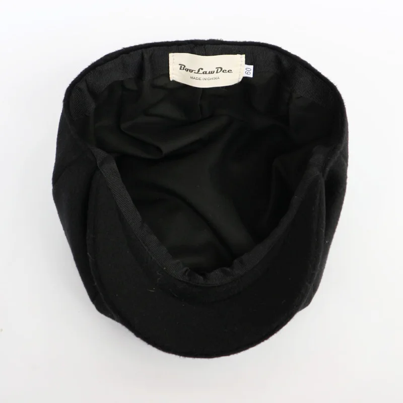 Boolawdee чистый шерстяные восьмиугольная черный Newsboy Cap для пожилых художник и шляпу