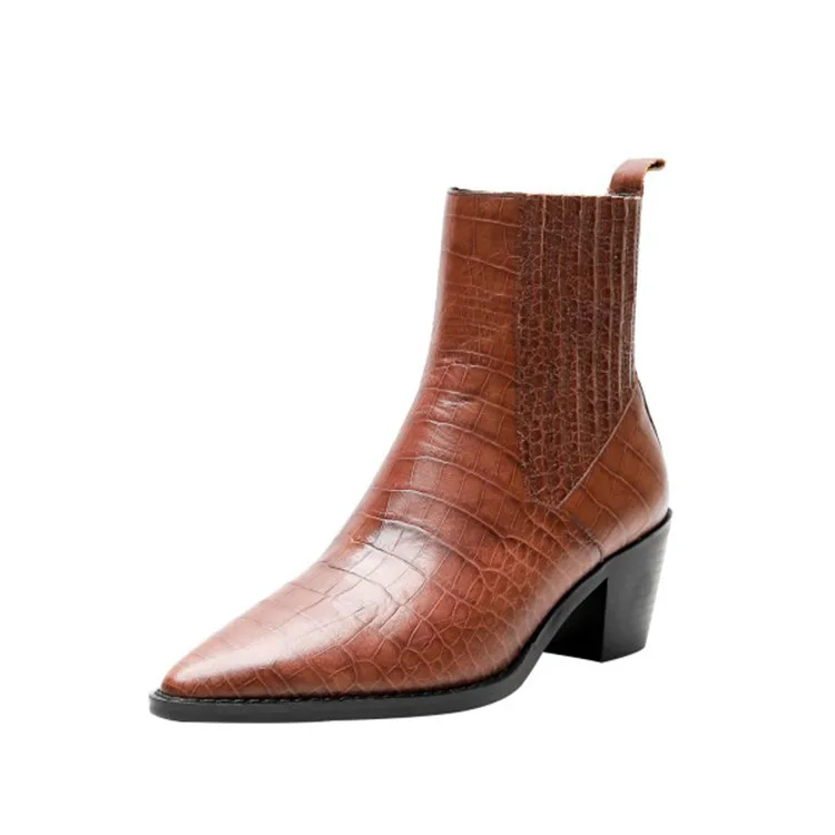 MLJUESE/женские ботильоны из телячьей кожи Ботинки на высоком каблуке в клетку без