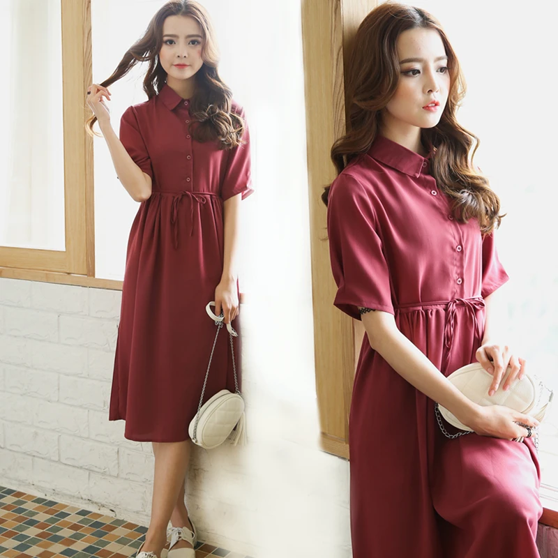 Summer Vintage Chiffon one-piece Dress 2015 new arrival mid calf dress with sleeve high Waist long | Женская одежда