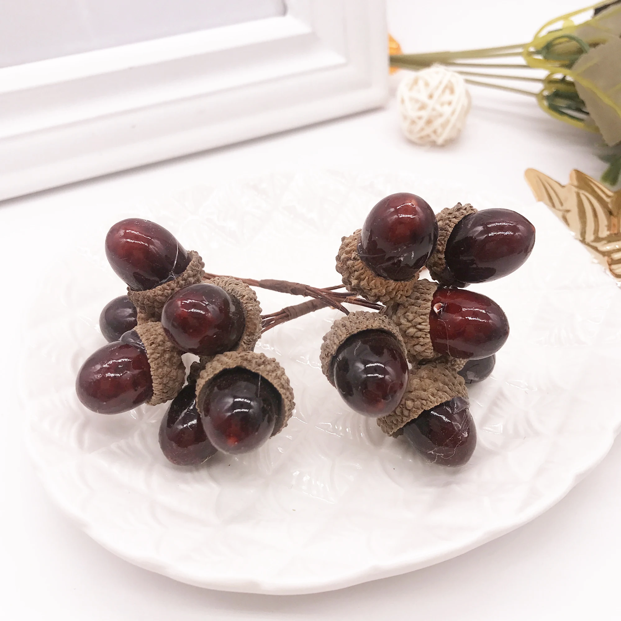 6 pcs foam pine cone handmade artificial bouquet Christmas wedding home berry decoration DIY gift box scrapbooking wreath flower