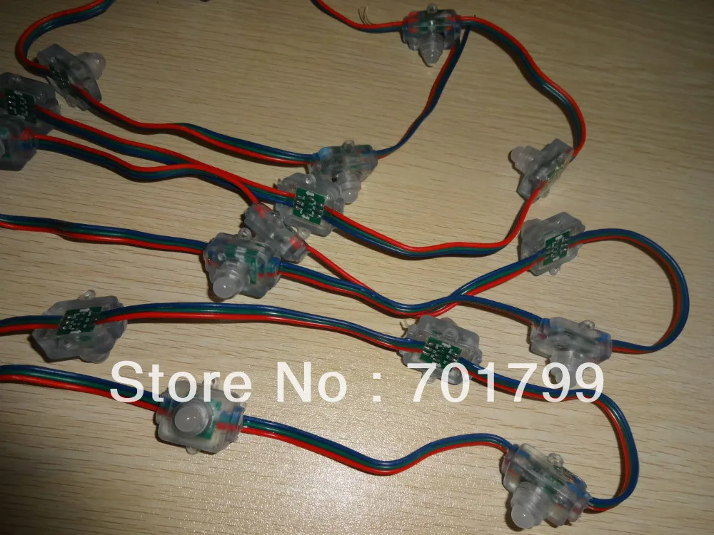 50 шт. DC5V вход WS2811 Светодиодный пиксельный свет с RGB-зеленый-синий провод IP68