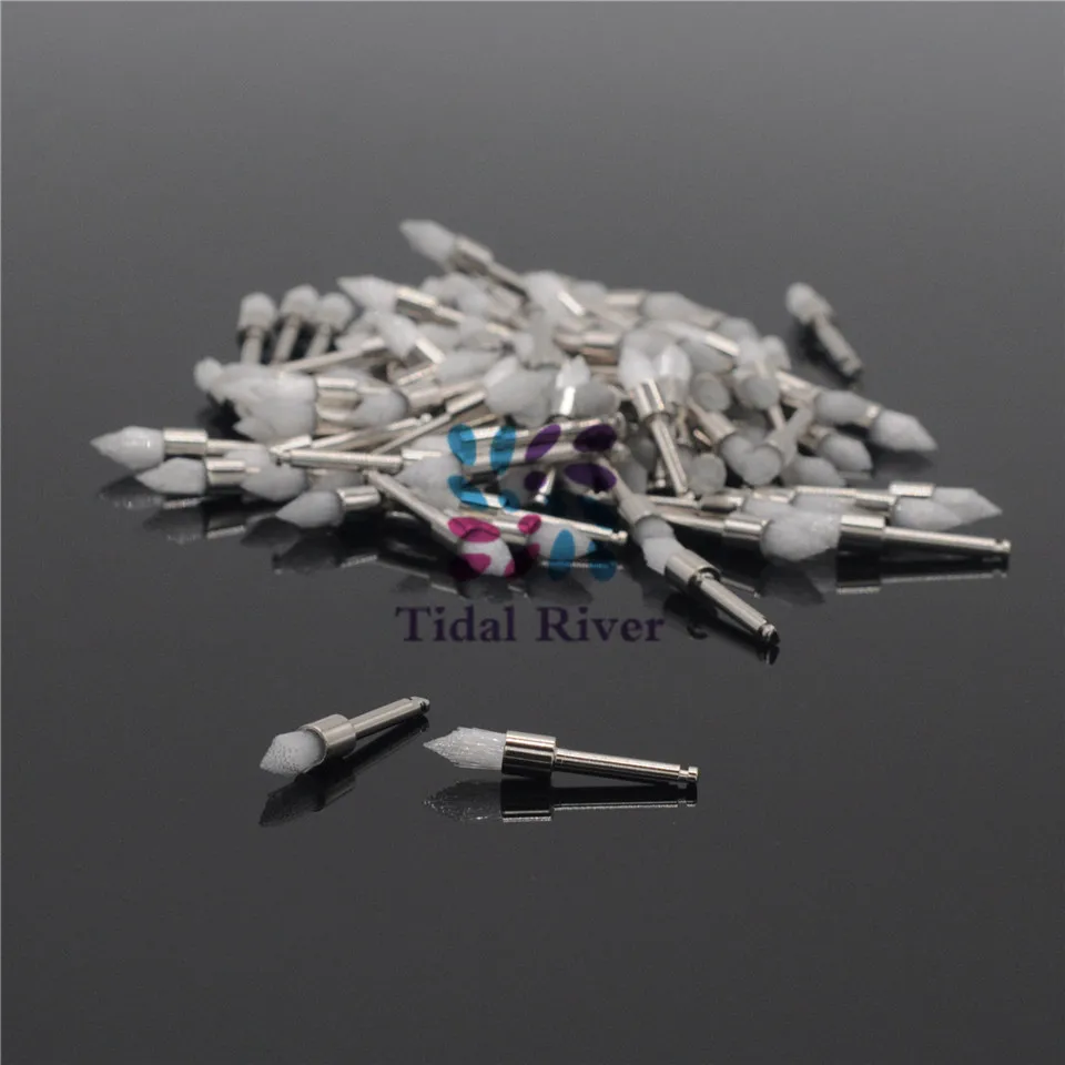 

50/Pcs Dental Prophy Brush Polishing Brush Pointed Types Nylon Tapper Polishing Brushes Dental Tools White