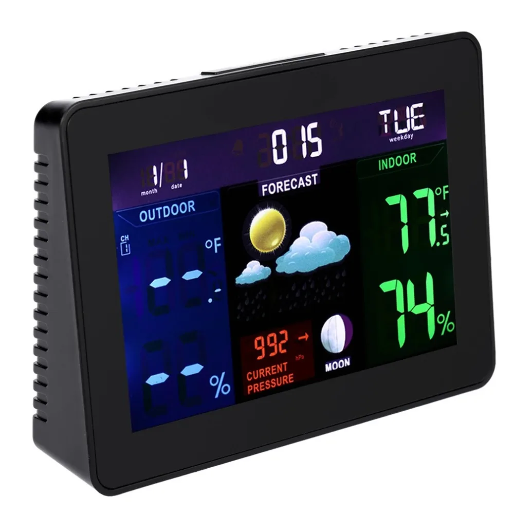 TS-70 цифровой ЖК Цифровая метеостанция Профессиональный Черный термометр гигрометр беспроводной будильник с 1 передатчиком