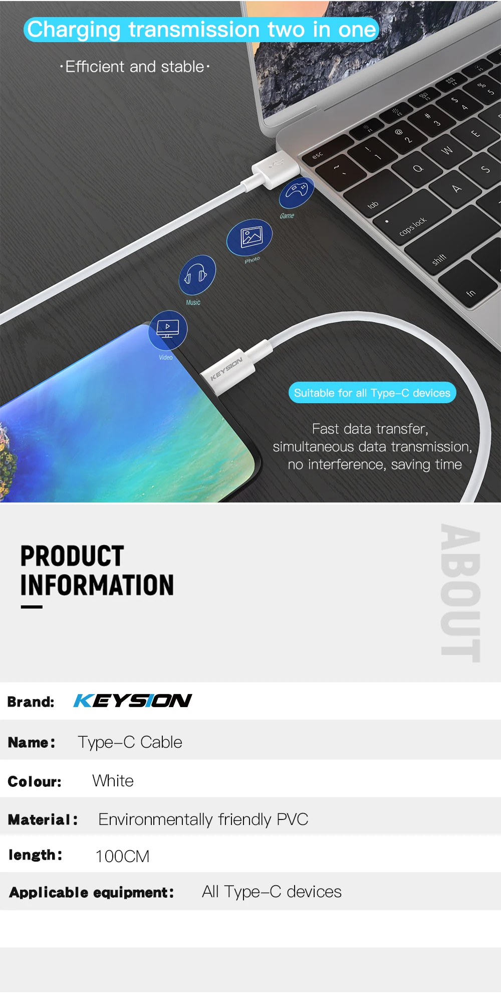 KEYSION USB C кабель 5A Supercharge usb type C кабель для samsung A50 A70 M30 M20 Быстрый зарядный кабель для Xiaomi Mi9 Poco F1
