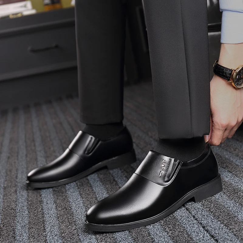 2022 Spring Men's Quality PU Leather Shoes Black Man Dress 38-48 Office | Обувь