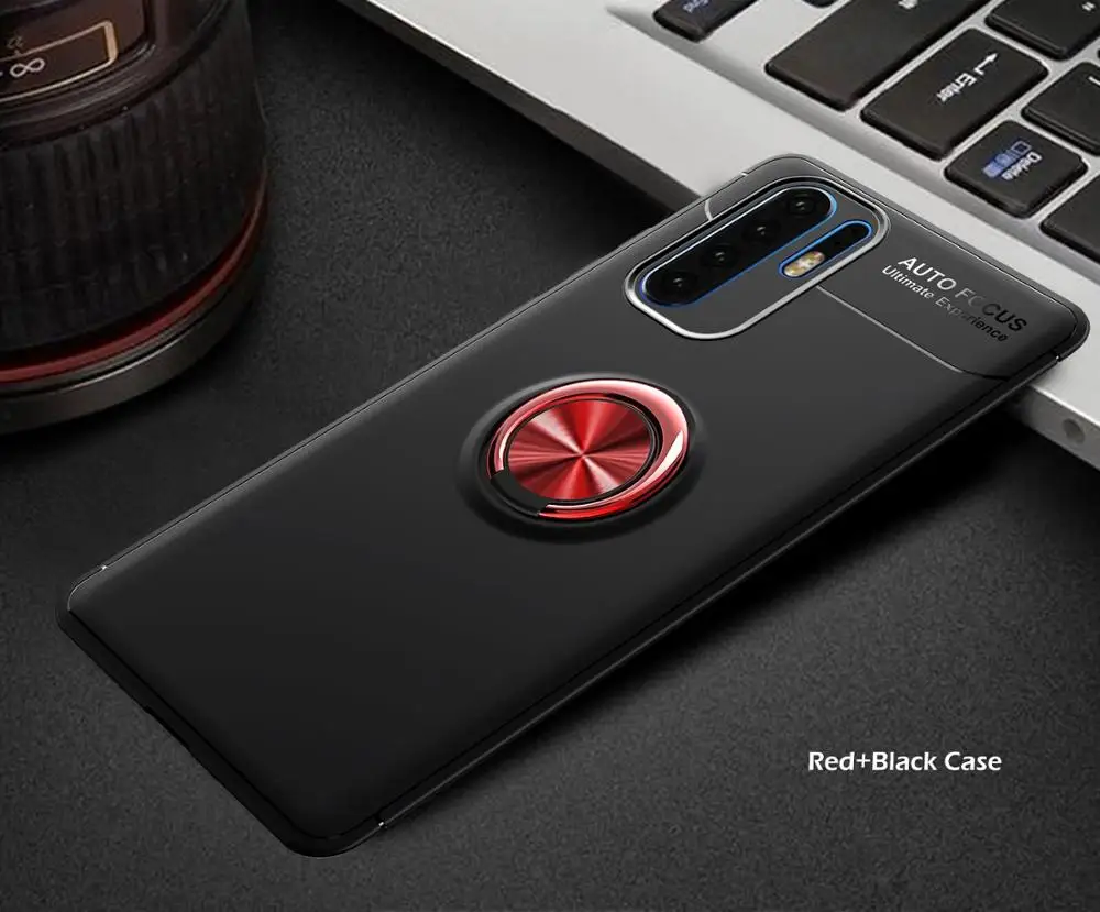 Black Red Роскошный автомобильный Магнитный кольцевой мягкий чехол для huawei P30 Pro P20 Lite полный чехол для huawei P20 P30 TPU противоударный бампер чехол - Цвет: Black Red
