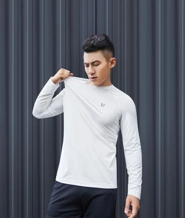 Xiaomi Uleemark Мужская Спортивная Футболка с круглым вырезом и длинным рукавом, облегающая теплая толстовка с высоким эластичным светоотражающим принтом
