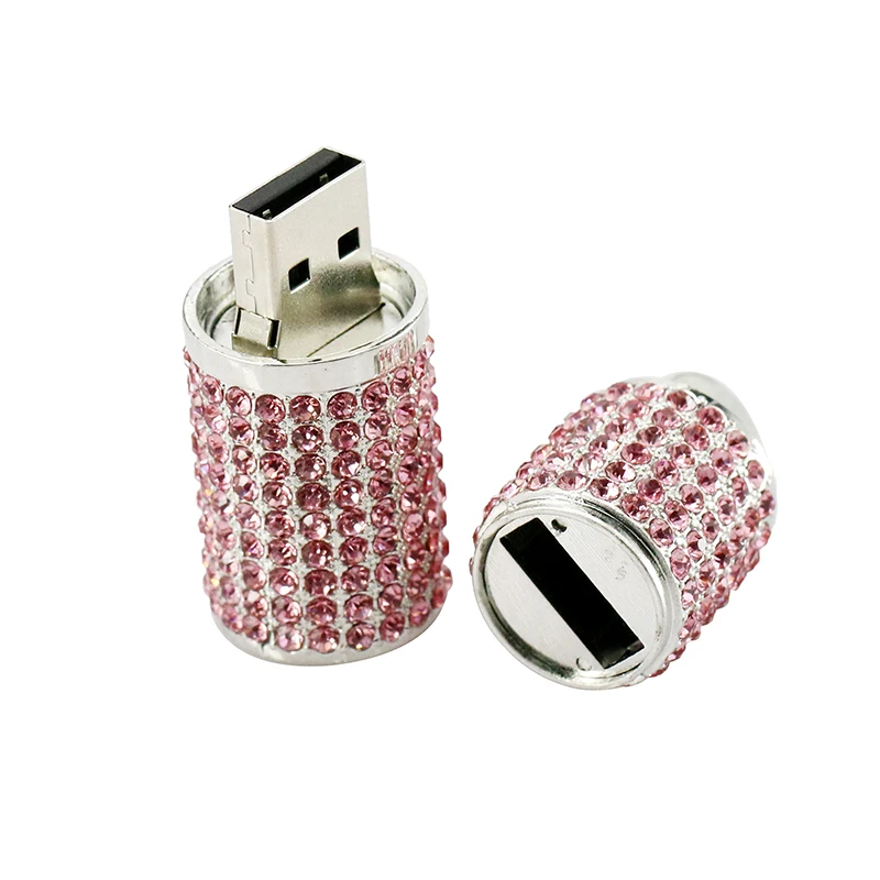 Модные USB флэш накопители роскошный хрустальный цилиндрический флеш накопитель