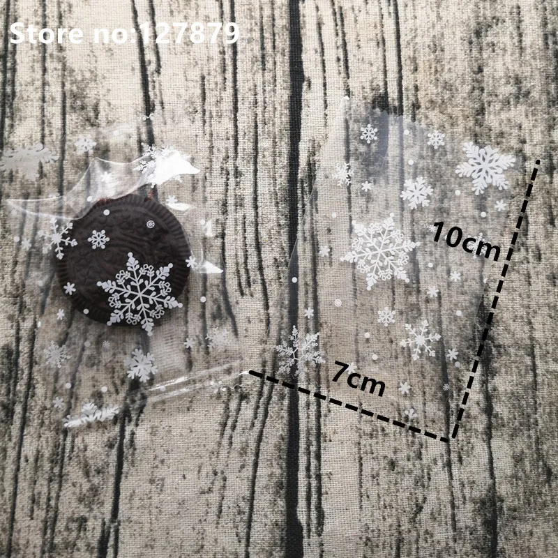 Snowflake 7x10cm 50 шт несколько дизайн упаковочная сумка пластиковые мешки для пирожных печенья упаковка пластиковые пакеты для печенье конфеты еда матовое плоское уплотнение - Цвет: Snowflake 7x10cm