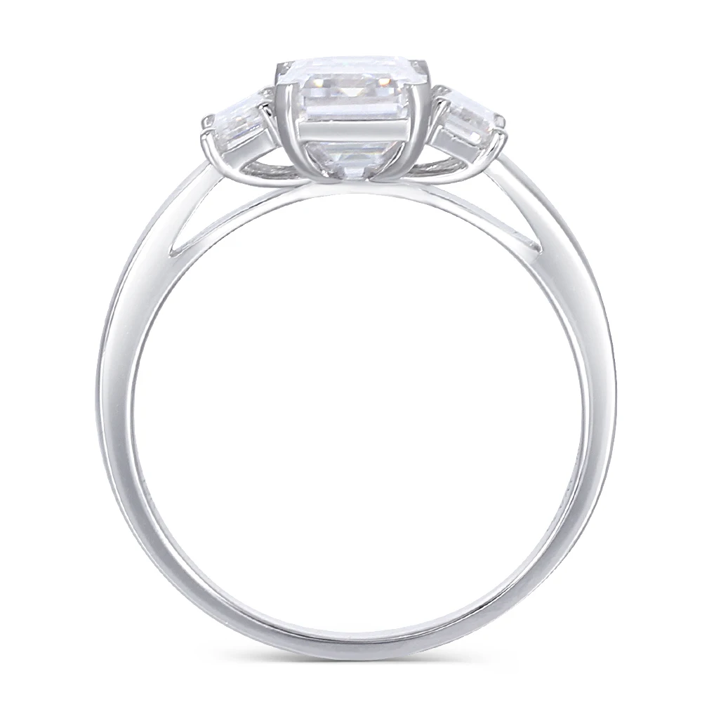 Кольцо для помолвки Transgems 18K 585 белое золото моиссанит центр 6X8mm F цвет изумруд 3