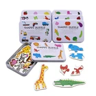 Детские бумажные пазлы, Мультяшные наборы с милыми животными, железная коробка, обучающая английская буквасовпадение слов, карта-пазл, обучающая игрушка