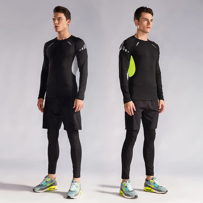 Fastorm Для Мужчин Облегающий Спортивный Костюм Фитнес Бег Костюмы Бега Сжатия