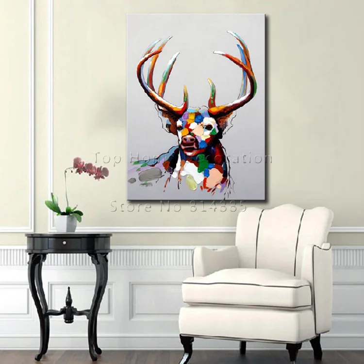 Антилопа Художественная Картина на холсте текстура 100% ручная роспись