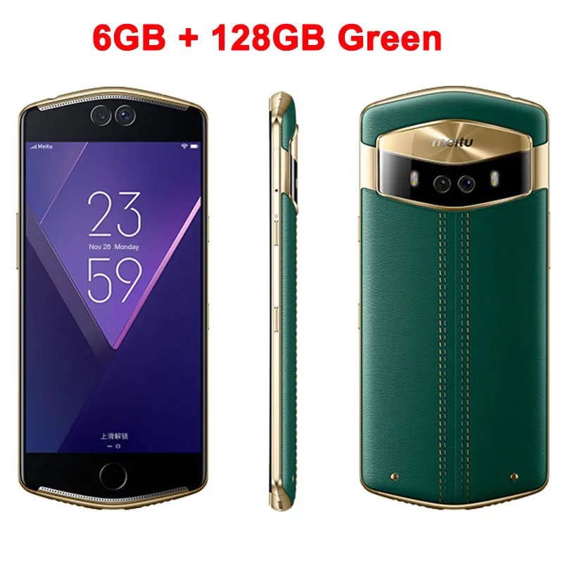6GB 128GB Green Мобильный телефон Meitu V6 6 ГБ ОЗУ 128 Гб ПЗУ Дека ядро 5,5 дюймов Двойная фронтальная и задняя камера 12.0MP+ 5.0MP 4G камера телефон - Цвет: 6GB 128GB Green