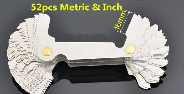 52pc Metric and Inch Зубчатые метрические зубные Калибровочные дюймовые модели резьбы ребристый узор резьбомер 55 градусов 60 градусов резьбомер резьбовые брекеты - Цвет: 52pc Metric and Inch