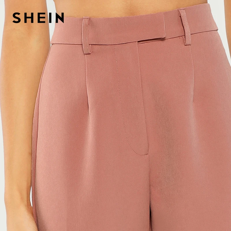 SHEIN Стильные Однотонные Брюки, Укороченные Женские Брюки, Летние Офисные Брюки