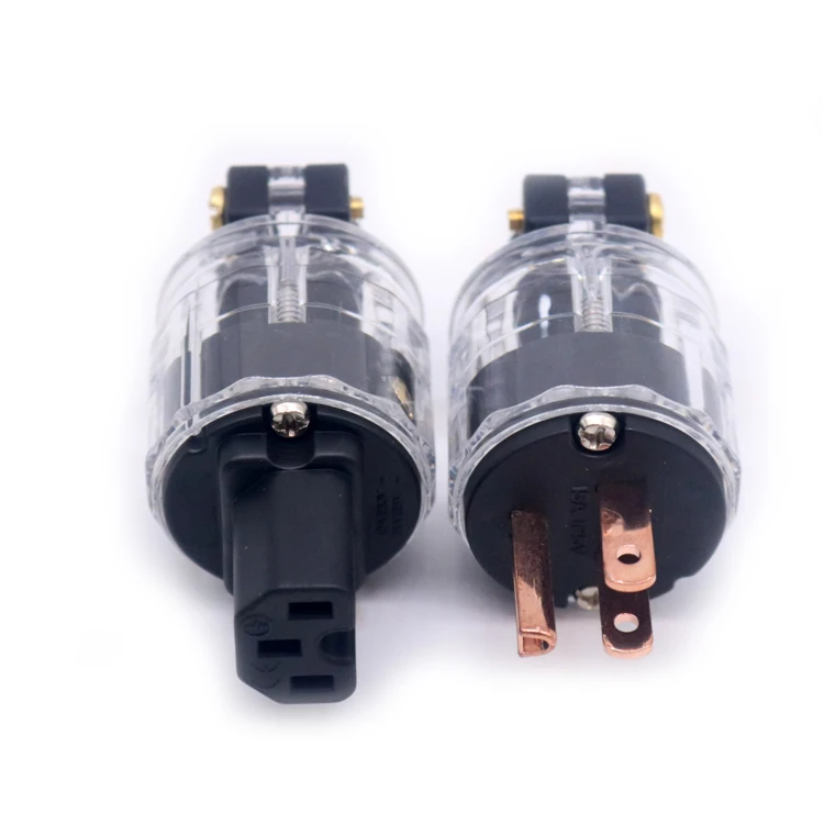 XSSH аудио Красный медный прозрачный корпус DIY 15A 125V AC мощность Электрический мужской разъем IEC штепсельная вилка стандарта США