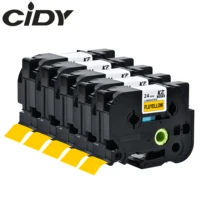 cidy 5pcs black on fluorescent yellow tape 24mm tz c51 tz c51 tze c51 tze c51 compatible brother p touch label tape