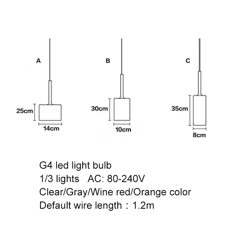 Современный минималистский красочный стеклянный подвесной светильник G4