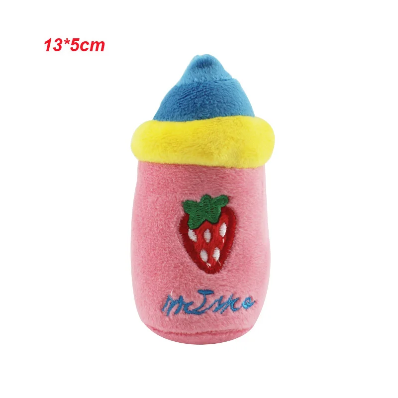 Milk bottle 1 шт. Симпатичные Фрукты Дизайн Pet Игрушки для собак из мягкого флиса щенок, точь-в-точь Игрушечные лошадки - Цвет: Milk bottle