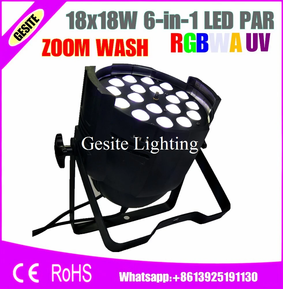 Бесплатная доставка 4 шт./лот 18x18 Вт RGBWA UV 6 в 1 Zoom par light 10 60 градусов LED 64 stage dj club lighting|