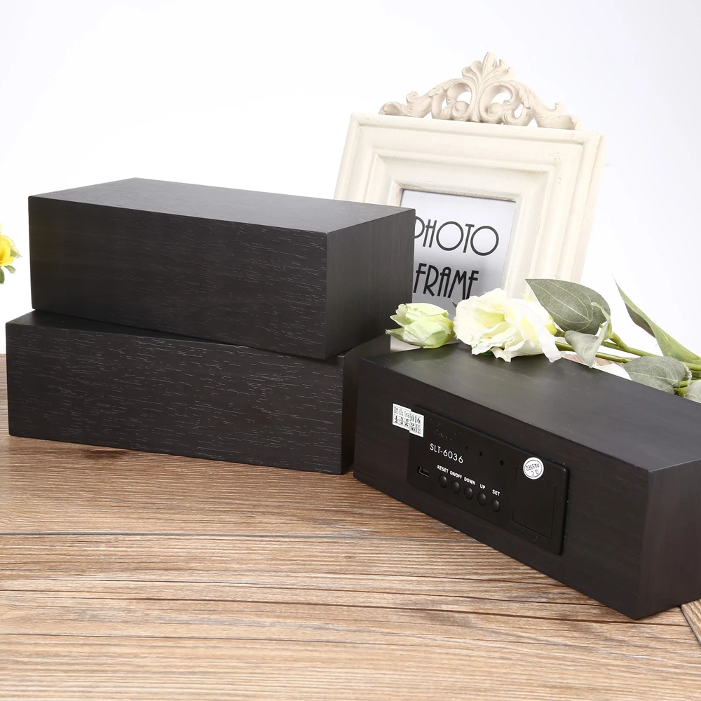 Деревянный светодиодный Будильник с управлением звуком в старинном стиле